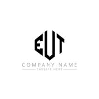 EUT letter logo design with polygon shape. EUT polygon and cube shape logo design. EUT hexagon vector logo template white and black colors. EUT monogram, business and real estate logo.