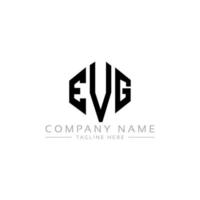 EVG letter logo design with polygon shape. EVG polygon and cube shape logo design. EVG hexagon vector logo template white and black colors. EVG monogram, business and real estate logo.