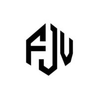 FJV letter logo design with polygon shape. FJV polygon and cube shape logo design. FJV hexagon vector logo template white and black colors. FJV monogram, business and real estate logo.