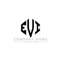 EVI letter logo design with polygon shape. EVI polygon and cube shape logo design. EVI hexagon vector logo template white and black colors. EVI monogram, business and real estate logo.