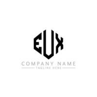 EUX letter logo design with polygon shape. EUX polygon and cube shape logo design. EUX hexagon vector logo template white and black colors. EUX monogram, business and real estate logo.