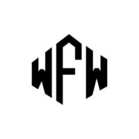 WFW letter logo design with polygon shape. WFW polygon and cube shape logo design. WFW hexagon vector logo template white and black colors. WFW monogram, business and real estate logo.