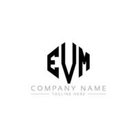 EVM letter logo design with polygon shape. EVM polygon and cube shape logo design. EVM hexagon vector logo template white and black colors. EVM monogram, business and real estate logo.