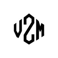 diseño de logotipo de letra vzm con forma de polígono. Diseño de logotipo en forma de cubo y polígono vzm. Plantilla de logotipo vectorial hexagonal vzm colores blanco y negro. Monograma vzm, logotipo empresarial y inmobiliario. vector