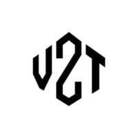 VZT letter logo design with polygon shape. VZT polygon and cube shape logo design. VZT hexagon vector logo template white and black colors. VZT monogram, business and real estate logo.