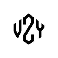 diseño de logotipo de letra vzy con forma de polígono. vzy polígono y diseño de logotipo en forma de cubo. plantilla de logotipo vectorial hexagonal vzy colores blanco y negro. monograma vzy, logotipo comercial y inmobiliario. vector