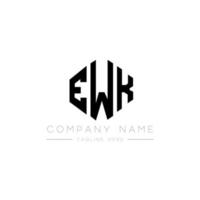 EWK letter logo design with polygon shape. EWK polygon and cube shape logo design. EWK hexagon vector logo template white and black colors. EWK monogram, business and real estate logo.