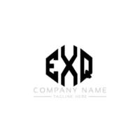 EXQ letter logo design with polygon shape. EXQ polygon and cube shape logo design. EXQ hexagon vector logo template white and black colors. EXQ monogram, business and real estate logo.