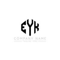 diseño de logotipo de letra eyk con forma de polígono. eyk polígono y diseño de logotipo en forma de cubo. eyk hexágono vector logo plantilla colores blanco y negro. monograma eyk, logotipo comercial e inmobiliario.