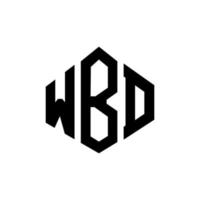 WBD letter logo design with polygon shape. WBD polygon and cube shape logo design. WBD hexagon vector logo template white and black colors. WBD monogram, business and real estate logo.