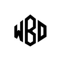 diseño de logotipo de letra wbo con forma de polígono. diseño de logotipo en forma de cubo y polígono wbo. wbo hexágono vector logo plantilla colores blanco y negro. monograma wbo, logotipo comercial y inmobiliario.