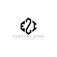 EZI letter logo design with polygon shape. EZI polygon and cube shape logo design. EZI hexagon vector logo template white and black colors. EZI monogram, business and real estate logo.