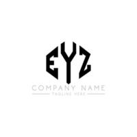 EYZ letter logo design with polygon shape. EYZ polygon and cube shape logo design. EYZ hexagon vector logo template white and black colors. EYZ monogram, business and real estate logo.