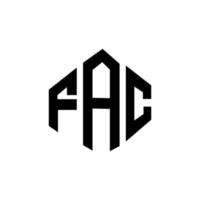 diseño de logotipo de letra fac con forma de polígono. diseño de logotipo en forma de cubo y polígono fac. fac hexágono vector logo plantilla colores blanco y negro. monograma fac, logotipo comercial e inmobiliario.