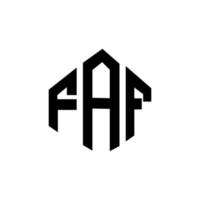 FAF letter logo design with polygon shape. FAF polygon and cube shape logo design. FAF hexagon vector logo template white and black colors. FAF monogram, business and real estate logo.