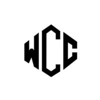 diseño de logotipo de letra wcc con forma de polígono. diseño de logotipo en forma de cubo y polígono wcc. wcc hexágono vector logo plantilla colores blanco y negro. monograma wcc, logotipo comercial e inmobiliario.