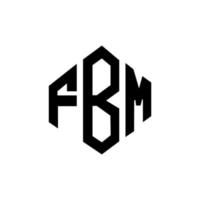 FBM letter logo design with polygon shape. FBM polygon and cube shape logo design. FBM hexagon vector logo template white and black colors. FBM monogram, business and real estate logo.