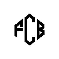 diseño de logotipo de letra fcb con forma de polígono. diseño de logotipo de forma de cubo y polígono fcb. fcb hexagon vector logo plantilla colores blanco y negro. Monograma fcb, logotipo empresarial y inmobiliario.