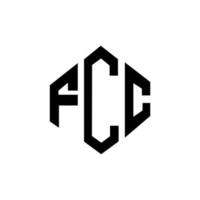 diseño de logotipo de letra fcc con forma de polígono. diseño de logotipo de forma de cubo y polígono fcc. plantilla de logotipo vectorial hexagonal fcc colores blanco y negro. Monograma fcc, logotipo comercial e inmobiliario. vector