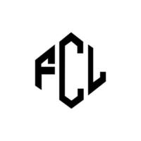 FCL letter logo design with polygon shape. FCL polygon and cube shape logo design. FCL hexagon vector logo template white and black colors. FCL monogram, business and real estate logo.