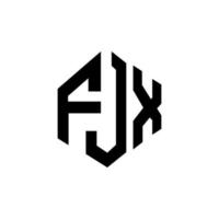 FJX letter logo design with polygon shape. FJX polygon and cube shape logo design. FJX hexagon vector logo template white and black colors. FJX monogram, business and real estate logo.