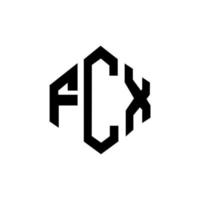 FCX letter logo design with polygon shape. FCX polygon and cube shape logo design. FCX hexagon vector logo template white and black colors. FCX monogram, business and real estate logo.