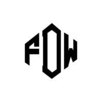 FDW letter logo design with polygon shape. FDW polygon and cube shape logo design. FDW hexagon vector logo template white and black colors. FDW monogram, business and real estate logo.