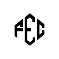 diseño de logotipo de letra fec con forma de polígono. diseño de logotipo en forma de cubo y polígono fec. plantilla de logotipo vectorial hexagonal fec colores blanco y negro. monograma fec, logotipo comercial e inmobiliario. vector