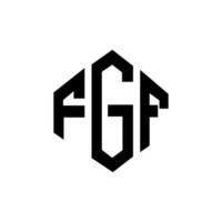 FGF letter logo design with polygon shape. FGF polygon and cube shape logo design. FGF hexagon vector logo template white and black colors. FGF monogram, business and real estate logo.