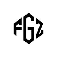 diseño de logotipo de letra fgz con forma de polígono. diseño de logotipo de forma de cubo y polígono fgz. fgz hexágono vector logo plantilla colores blanco y negro. Monograma fgz, logotipo empresarial y inmobiliario.