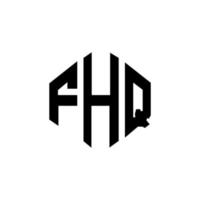 FHQ letter logo design with polygon shape. FHQ polygon and cube shape logo design. FHQ hexagon vector logo template white and black colors. FHQ monogram, business and real estate logo.