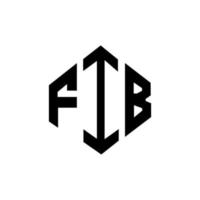 FIB letter logo design with polygon shape. FIB polygon and cube shape logo design. FIB hexagon vector logo template white and black colors. FIB monogram, business and real estate logo.