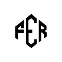 diseño de logotipo de letra fer con forma de polígono. fer diseño de logotipo en forma de polígono y cubo. fer hexágono vector logo plantilla colores blanco y negro. fer monograma, logotipo comercial e inmobiliario.