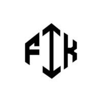 FIK letter logo design with polygon shape. FIK polygon and cube shape logo design. FIK hexagon vector logo template white and black colors. FIK monogram, business and real estate logo.