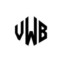 VWB letter logo design with polygon shape. VWB polygon and cube shape logo design. VWB hexagon vector logo template white and black colors. VWB monogram, business and real estate logo.