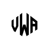 VWA letter logo design with polygon shape. VWA polygon and cube shape logo design. VWA hexagon vector logo template white and black colors. VWA monogram, business and real estate logo.