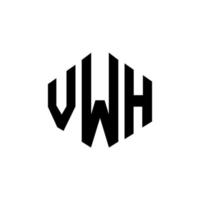 VWH letter logo design with polygon shape. VWH polygon and cube shape logo design. VWH hexagon vector logo template white and black colors. VWH monogram, business and real estate logo.