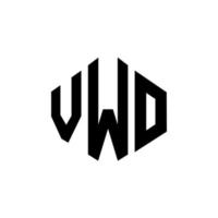 diseño de logotipo de letra vwo con forma de polígono. vwo diseño de logotipo en forma de polígono y cubo. vwo hexágono vector logo plantilla colores blanco y negro. vwo monograma, logotipo comercial e inmobiliario.