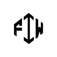 FIW letter logo design with polygon shape. FIW polygon and cube shape logo design. FIW hexagon vector logo template white and black colors. FIW monogram, business and real estate logo.