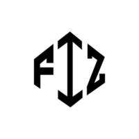 diseño de logotipo de letra fiz con forma de polígono. diseño de logotipo en forma de cubo y polígono fiz. fiz hexagon vector logo plantilla colores blanco y negro. monograma fiz, logotipo comercial e inmobiliario.