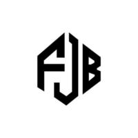 FJB letter logo design with polygon shape. FJB polygon and cube shape logo design. FJB hexagon vector logo template white and black colors. FJB monogram, business and real estate logo.