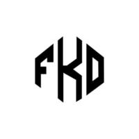FKO letter logo design with polygon shape. FKO polygon and cube shape logo design. FKO hexagon vector logo template white and black colors. FKO monogram, business and real estate logo.