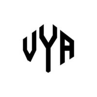 VYA letter logo design with polygon shape. VYA polygon and cube shape logo design. VYA hexagon vector logo template white and black colors. VYA monogram, business and real estate logo.