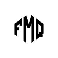 FMQ letter logo design with polygon shape. FMQ polygon and cube shape logo design. FMQ hexagon vector logo template white and black colors. FMQ monogram, business and real estate logo.