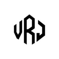 VRJ letter logo design with polygon shape. VRJ polygon and cube shape logo design. VRJ hexagon vector logo template white and black colors. VRJ monogram, business and real estate logo.