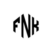 FNK letter logo design with polygon shape. FNK polygon and cube shape logo design. FNK hexagon vector logo template white and black colors. FNK monogram, business and real estate logo.