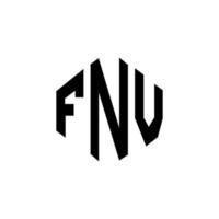 FNV letter logo design with polygon shape. FNV polygon and cube shape logo design. FNV hexagon vector logo template white and black colors. FNV monogram, business and real estate logo.
