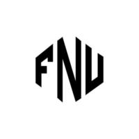 FNU letter logo design with polygon shape. FNU polygon and cube shape logo design. FNU hexagon vector logo template white and black colors. FNU monogram, business and real estate logo.