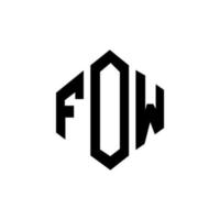 FOW letter logo design with polygon shape. FOW polygon and cube shape logo design. FOW hexagon vector logo template white and black colors. FOW monogram, business and real estate logo.