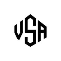 VSA letter logo design with polygon shape. VSA polygon and cube shape logo design. VSA hexagon vector logo template white and black colors. VSA monogram, business and real estate logo.